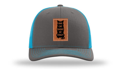 One Cat Short Of Crazy Leather Patch Richardson 112 Hat
