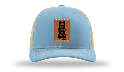 One Cat Short Of Crazy Leather Patch Richardson 112 Hat