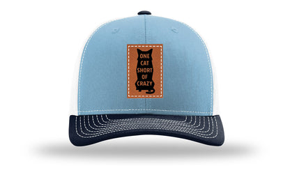 One Cat Short Of Crazy Leather Patch Richardson 112 Hat