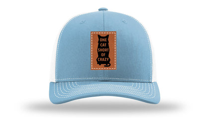 One Cat Short Of Crazy Leather Patch Richardson 112 Hat