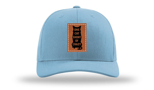 One Cat Short Of Crazy Leather Patch Richardson 112 Hat
