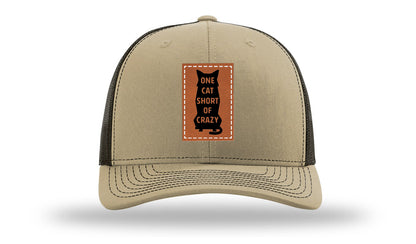 One Cat Short Of Crazy Leather Patch Richardson 112 Hat