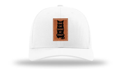 One Cat Short Of Crazy Leather Patch Richardson 112 Hat