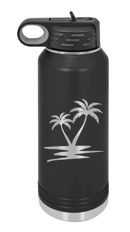 Palm Trees - 32oz Water Bottle Laser Engraved- Black
