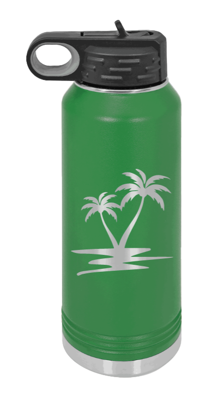 Palm Trees - 32oz Water Bottle Laser Engraved- Green