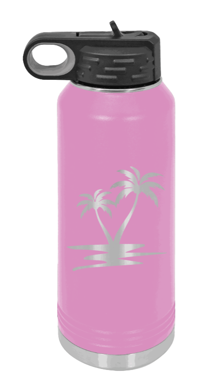 Palm Trees - 32oz Water Bottle Laser Engraved- Light Purple