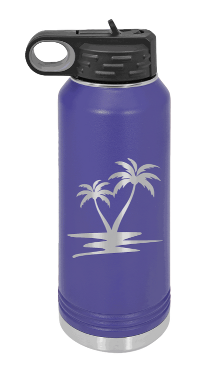 Palm Trees - 32oz Water Bottle Laser Engraved- Purple