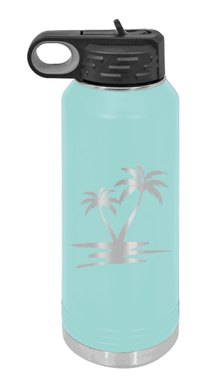 Palm Trees - 32oz Water Bottle Laser Engraved- Teal