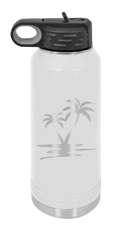 Palm Trees - 32oz Water Bottle Laser Engraved- White