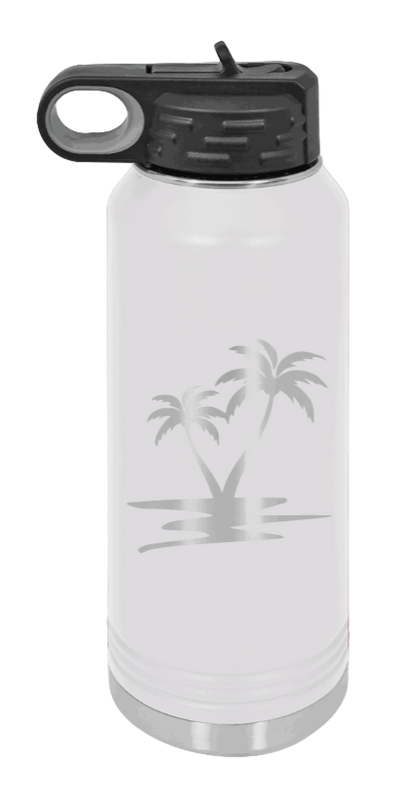 Palm Trees - 32oz Water Bottle Laser Engraved- White