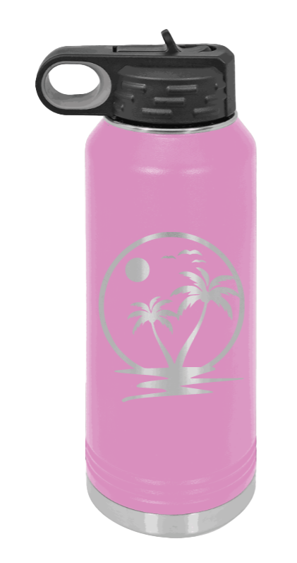 Palm Trees 2 - 32oz Water Bottle Laser Engraved- Light Purple