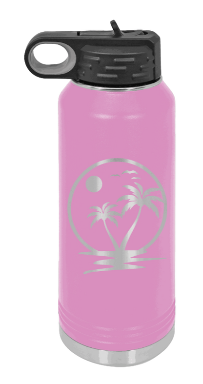Palm Trees 2 - 32oz Water Bottle Laser Engraved- Light Purple