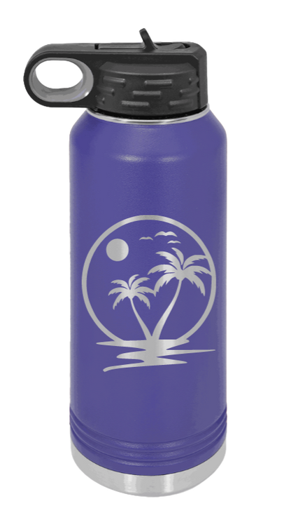 Palm Trees 2 - 32oz Water Bottle Laser Engraved- Purple