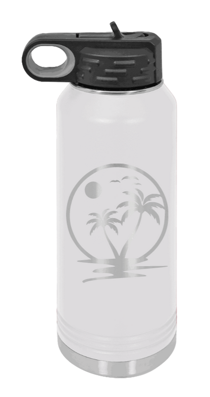 Palm Trees 2 - 32oz Water Bottle Laser Engraved- White