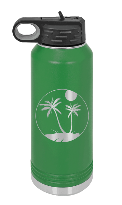 Palm Trees 3 - 32oz Water Bottle Laser Engraved- Green