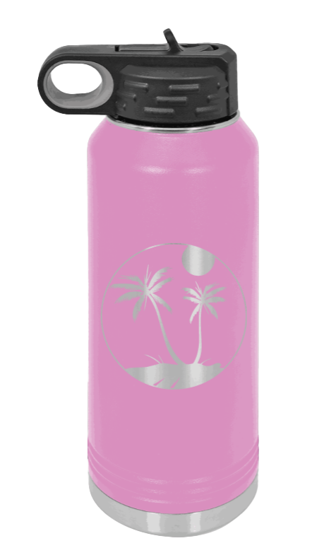 Palm Trees 3 - 32oz Water Bottle Laser Engraved- Light Purple