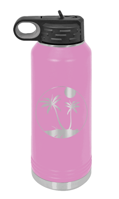 Palm Trees 3 - 32oz Water Bottle Laser Engraved- Light Purple