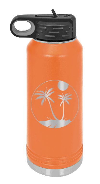 Palm Trees 3 - 32oz Water Bottle Laser Engraved- Orange