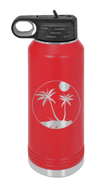 Palm Trees 3 - 32oz Water Bottle Laser Engraved- Red