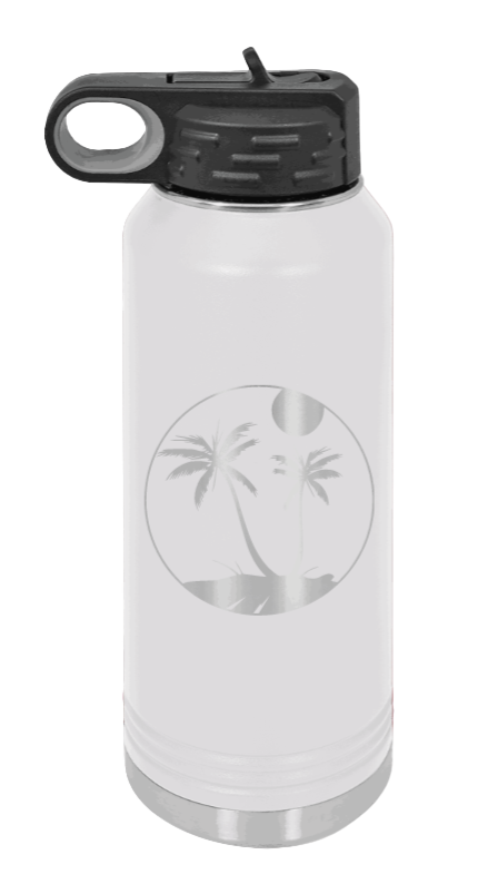 Palm Trees 3 - 32oz Water Bottle Laser Engraved- White