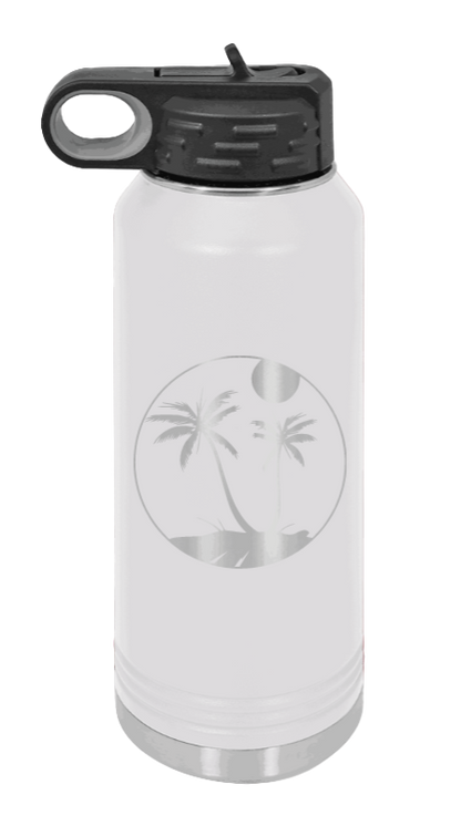 Palm Trees 3 - 32oz Water Bottle Laser Engraved- White