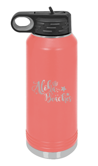 Aloha Beaches - 32oz Water Bottle Laser Engraved- Coral