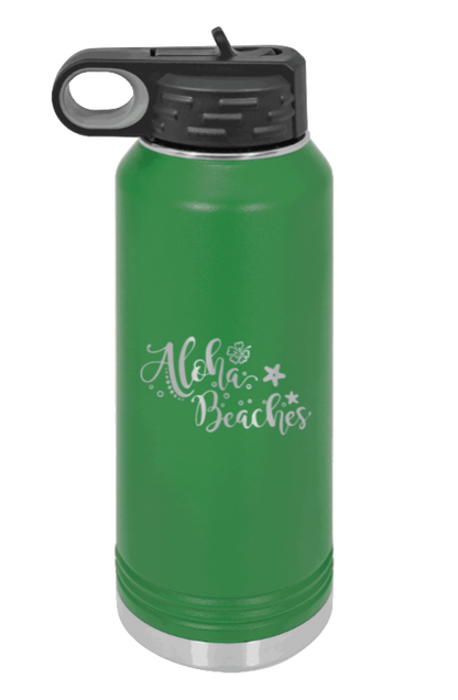 Aloha Beaches - 32oz Water Bottle Laser Engraved- Green