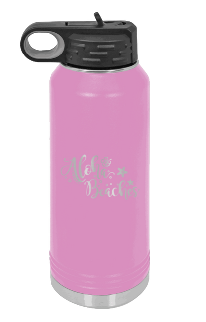 Aloha Beaches - 32oz Water Bottle Laser Engraved- Light Purple