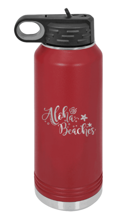 Aloha Beaches - 32oz Water Bottle Laser Engraved- Maroon