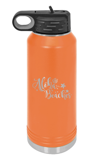 Aloha Beaches - 32oz Water Bottle Laser Engraved- Orange