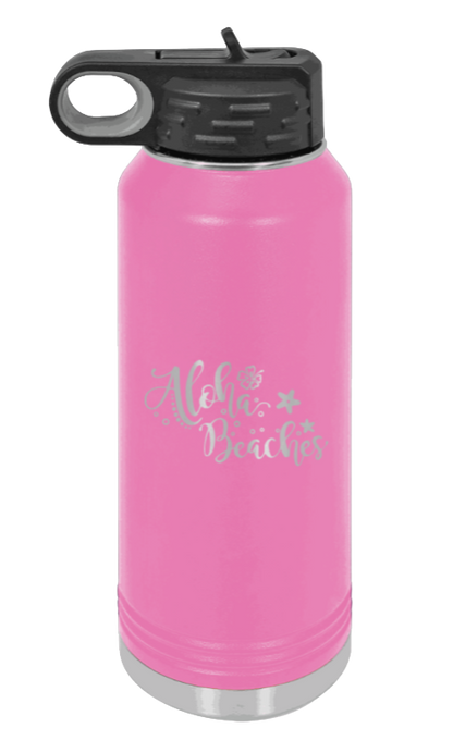 Aloha Beaches - 32oz Water Bottle Laser Engraved- Pink