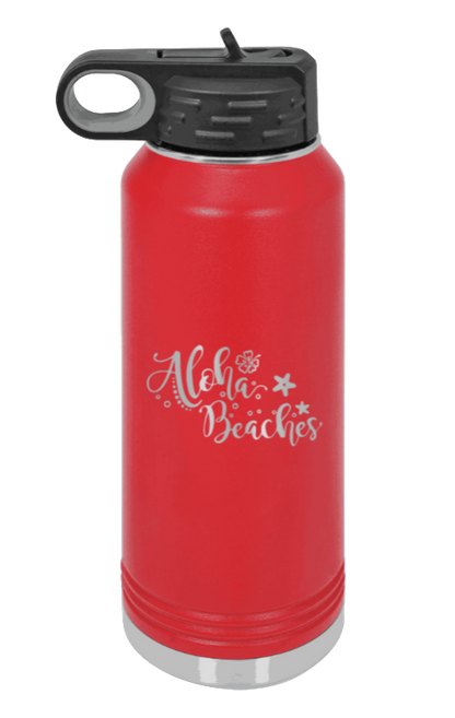 Aloha Beaches - 32oz Water Bottle Laser Engraved- Red