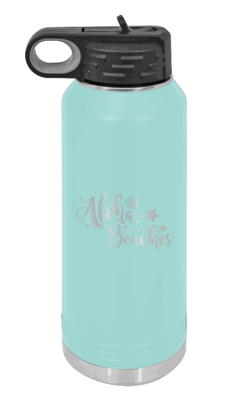 Aloha Beaches - 32oz Water Bottle Laser Engraved- Teal