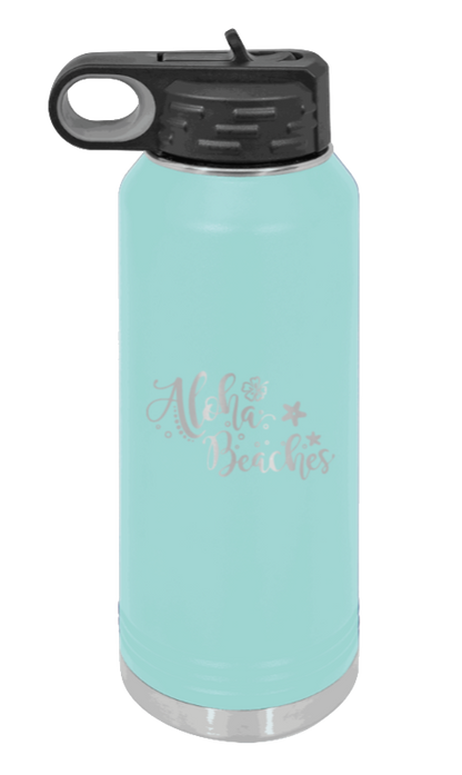Aloha Beaches - 32oz Water Bottle Laser Engraved- Teal