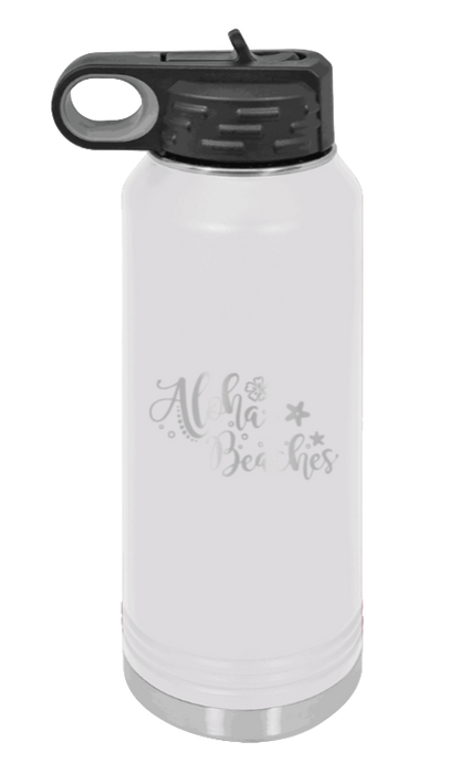 Aloha Beaches - 32oz Water Bottle Laser Engraved- White