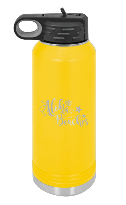 Aloha Beaches - 32oz Water Bottle Laser Engraved- Yellow