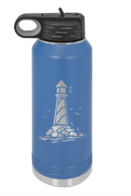 Lighthouse - 32oz Water Bottle Laser Engraved- Royal Blue