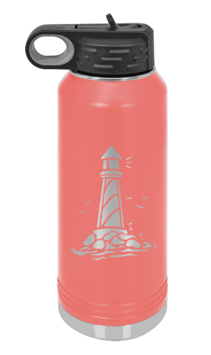 Lighthouse - 32oz Water Bottle Laser Engraved- Coral