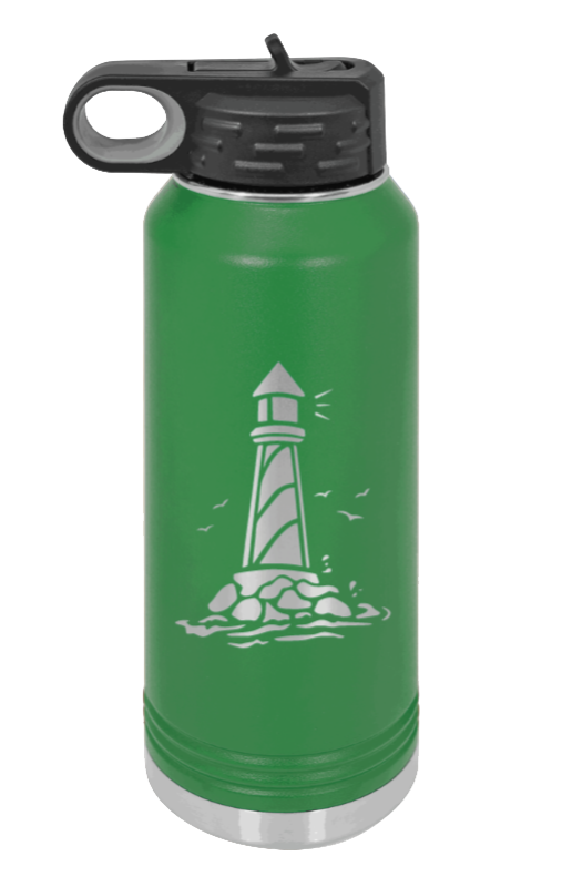 Lighthouse - 32oz Water Bottle Laser Engraved- Green