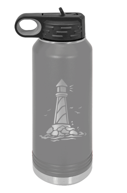 Lighthouse - 32oz Water Bottle Laser Engraved- Dark Grey