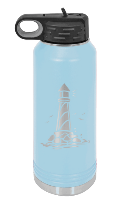 Lighthouse - 32oz Water Bottle Laser Engraved- Light Blue