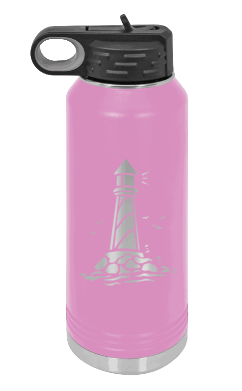 Lighthouse - 32oz Water Bottle Laser Engraved- Light Purple