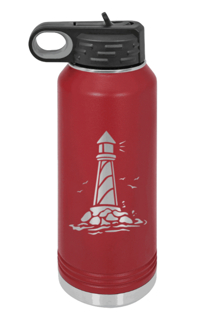 Lighthouse - 32oz Water Bottle Laser Engraved- Maroon