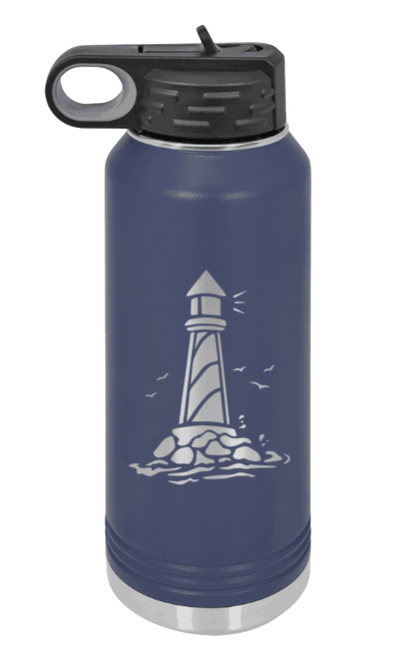Lighthouse - 32oz Water Bottle Laser Engraved- Navy