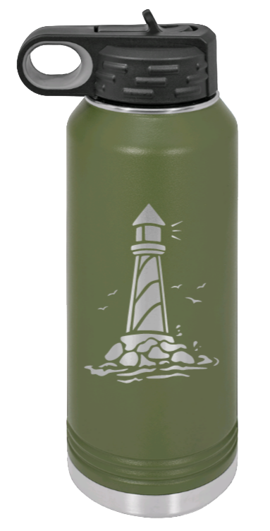 Lighthouse - 32oz Water Bottle Laser Engraved- Olive