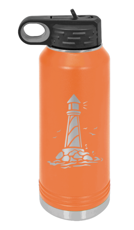 Lighthouse - 32oz Water Bottle Laser Engraved- Orange