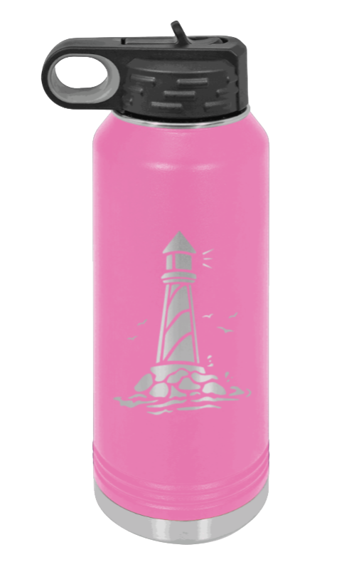 Lighthouse - 32oz Water Bottle Laser Engraved- Pink
