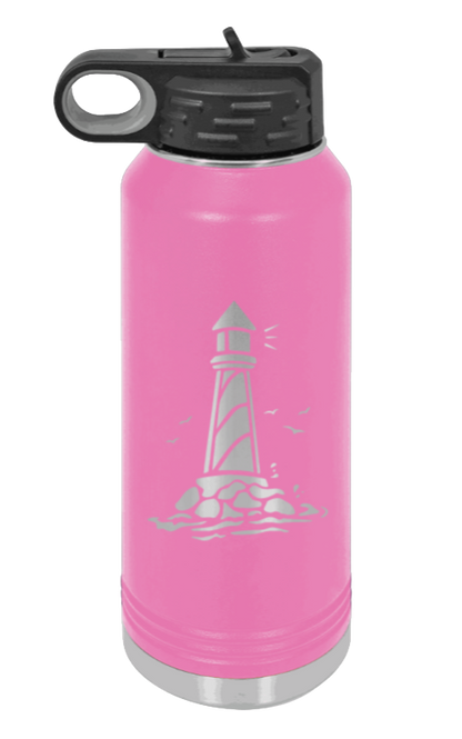 Lighthouse - 32oz Water Bottle Laser Engraved- Pink
