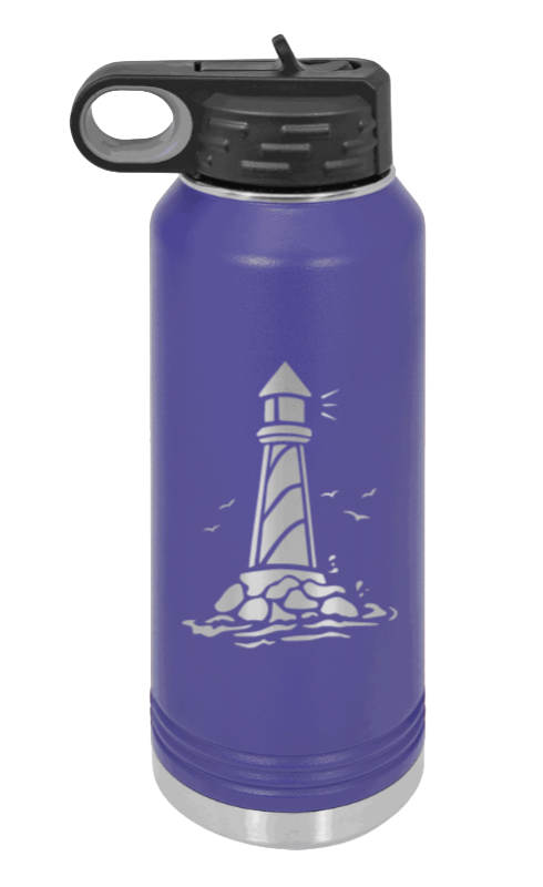 Lighthouse - 32oz Water Bottle Laser Engraved- Purple