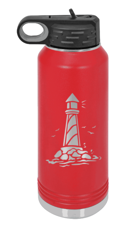 Lighthouse - 32oz Water Bottle Laser Engraved- Red